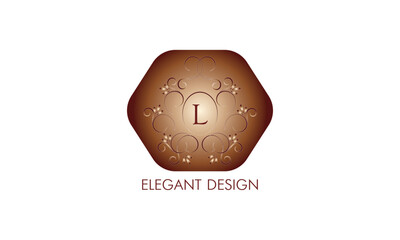 Exquisite monogram design with the initial L. Emblem logo restaurant, boutique, jewelry, business.