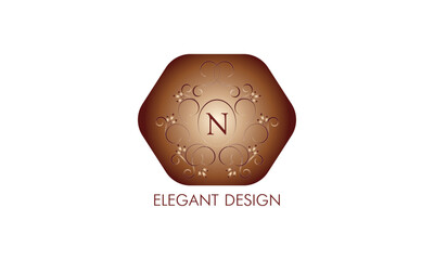 Exquisite monogram design with the initial N. Emblem logo restaurant, boutique, jewelry, business.
