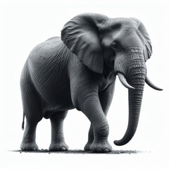 Image of isolated elephant against pure white background, ideal for presentations
