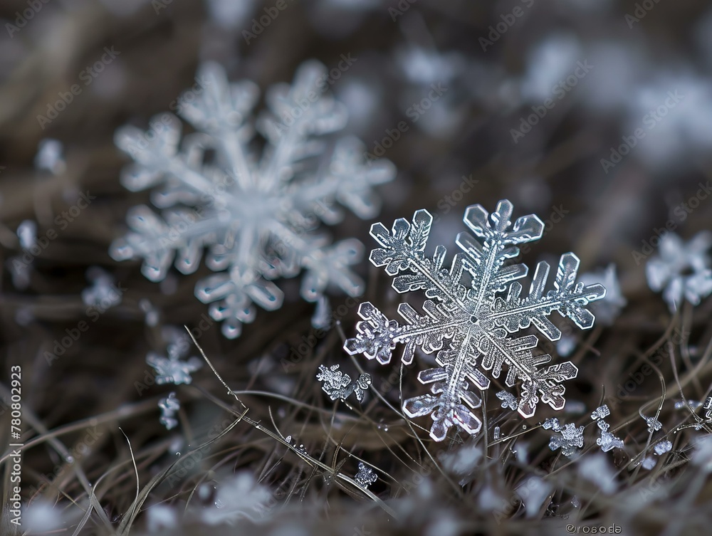 Sticker snowflake on the snow