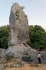 Araklis, a huge monolith near the village of Anogi at the island of Ithaka in Epirus, Greece - 780803140
