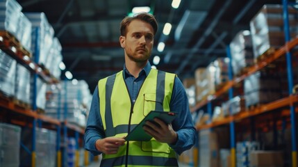 Supervisor With Tablet in Warehouse
