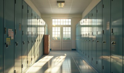 School lockers in the hallway