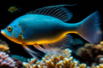 Fototapeta premium Blue fish in an aquarium