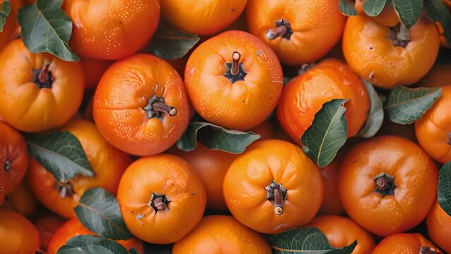 Animated persimmon extravaganza: Variety of succulent slices, summer bliss concept, seasonal fruits