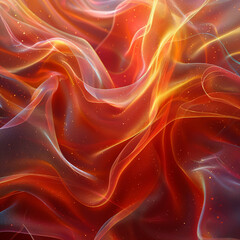Obraz premium Digital art composition on an abstract background with swirling waves of red and yellow, reminiscent of flowing fabric.