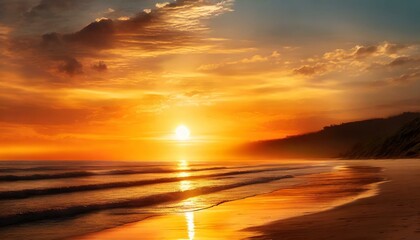 Fototapeta na wymiar Sunset sky view over the beach