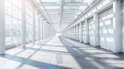 Obraz premium Long Hallway With Lots of Windows and White Walls