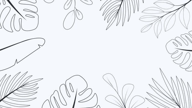 Smooth animation with a white background of outlined plants