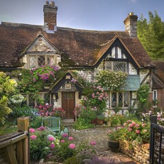 Fototapeta na wymiar english village house