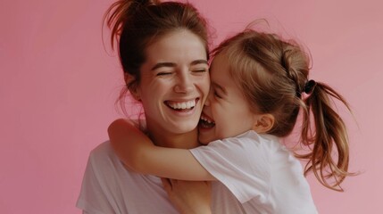 Joyful Embrace Between Mother and Daughter