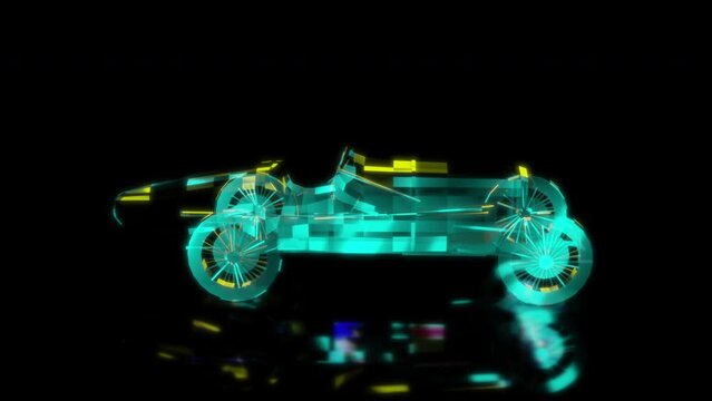 Rendering 3D animation, VISUAL EFFECTS Duesenberg GP Racing Car Model on a black background