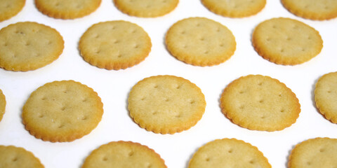 small salty cookies on a white background
