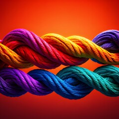 a knot of colored multicolored thick ropes