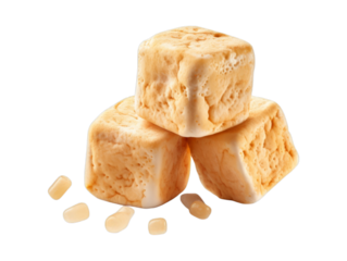 Caramel Marshmallows isolated on transparent png background. Generative ai