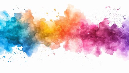 Colorful smoke splash background, rainbow color ink watercolor paint isolated on white background. - obrazy, fototapety, plakaty
