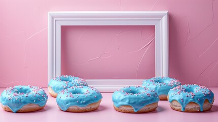 Pink pastel donut dreams with milk’s twist for World Milk Day: A charming array surrounding a blank canvas for festive messages