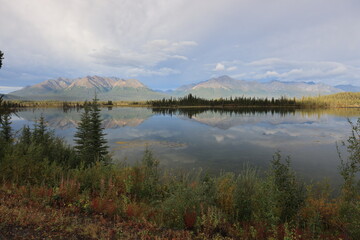 refelection of mountain in water, canada