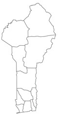 Outline of the map of Benin with regions