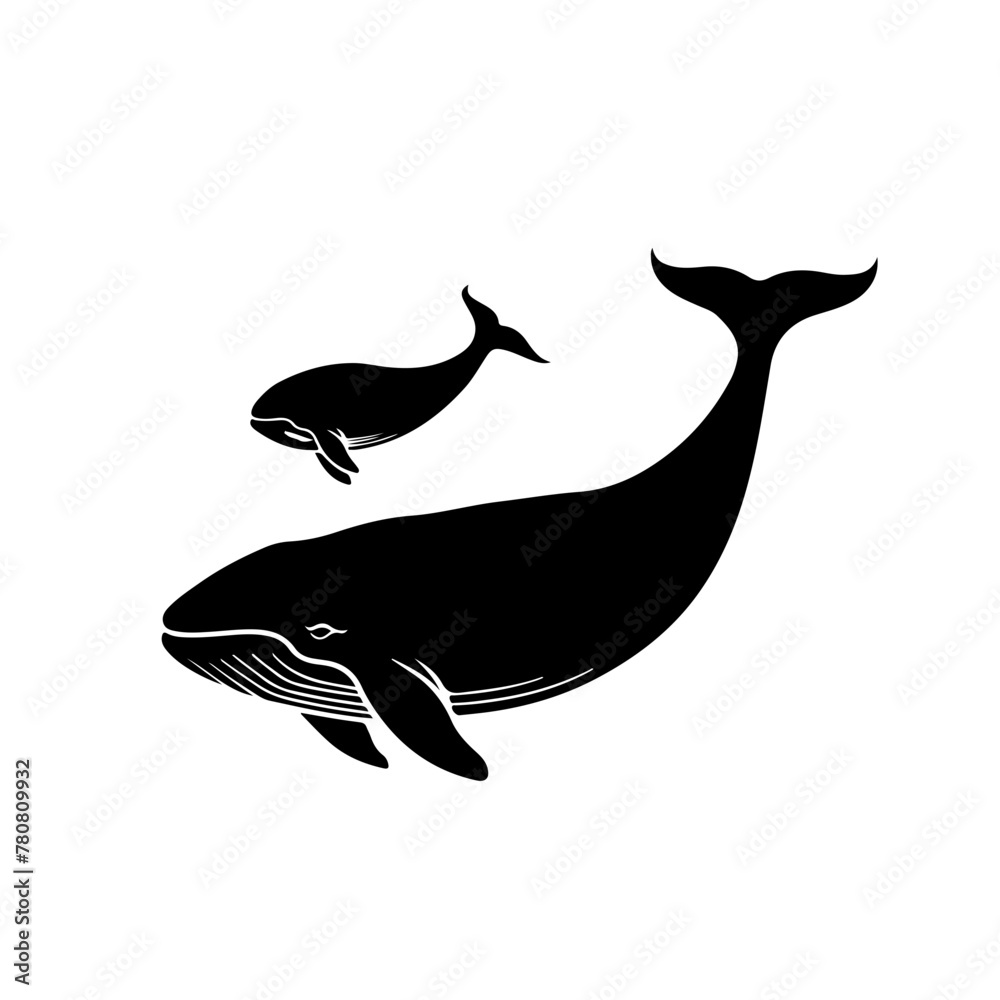 Canvas Prints mama whale and baby