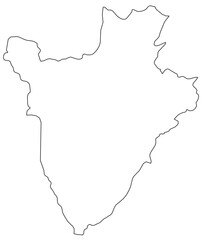 Obraz premium Outline of the map of Burundi with regions