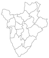 Outline of the map of Burundi with regions