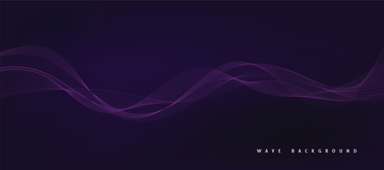 Purple background with flowing wave lines. Futuristic technology concept. Vector illustration