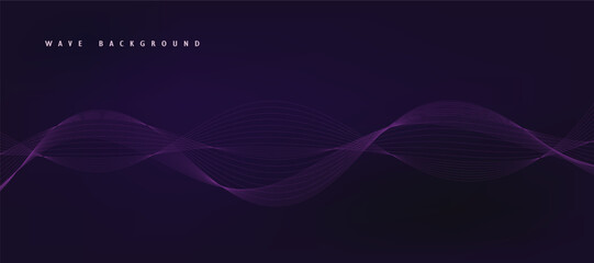 Purple background with flowing wave lines. Futuristic technology concept. Vector illustration