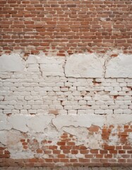 A close-up of a weathered white brick wall, displaying textures and patterns of age and erosion.