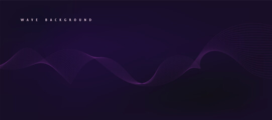 Purple background with flowing wave lines. Futuristic technology concept. Vector illustration