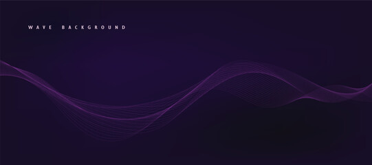 Purple background with flowing wave lines. Futuristic technology concept. Vector illustration