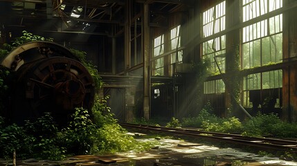 Nature Reclaims the Industrial Relic./n - obrazy, fototapety, plakaty
