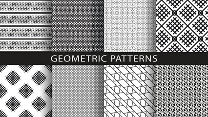 A set of seamless geometric patterns.Vector illustration