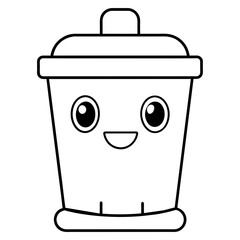 Cute trash can icon vector illustration