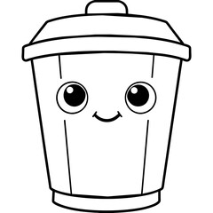 Cute trash can icon vector illustration