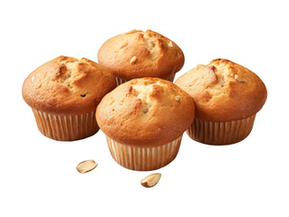 Cashew Muffins isolated on transparent png background. Generative ai