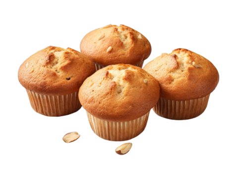 Cashew Muffins isolated on transparent png background. Generative ai