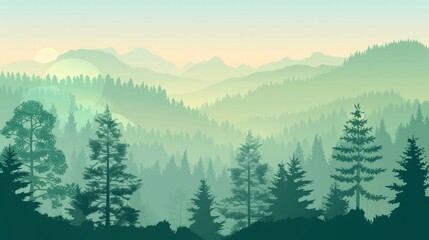 An abstract background with a green silhouette of a forest
