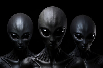 Black skin fantasy aliens on black background