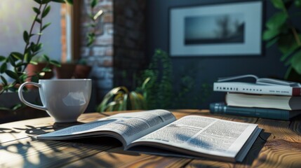 Realistically rendered open magazine mockup