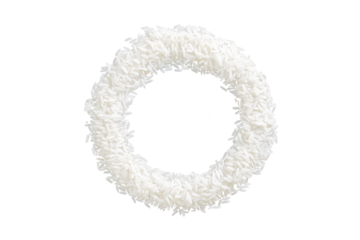 white rice in shape circle isolated on white or transparent png