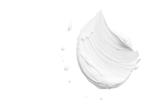 white acrylic paint brush stroke isolated on white or transparent png