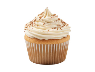 Chai Latte Cupcake isolated on transparent png background. Generative ai