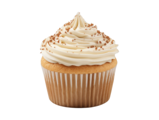 Chai Latte Cupcake isolated on transparent png background. Generative ai