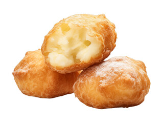 Cheese Beignets isolated on transparent png background. Generative ai