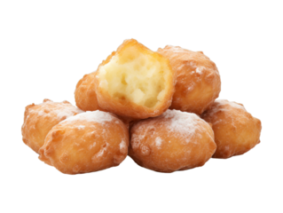 Cheese Beignets isolated on transparent png background. Generative ai
