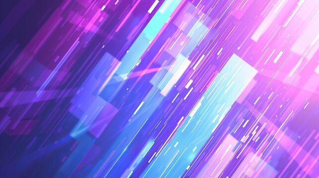 Purple and light Blue Glitch Art Backdrop - Background with streight lines, sharp edges and blocks - digital technology illustration element