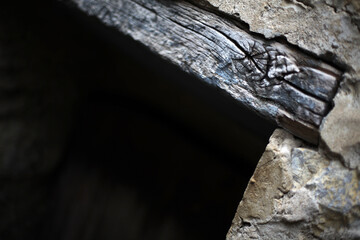 Old wooden beam - Balazuc - Ardeche - France