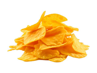 Fototapeta premium Cheese Chips isolated on transparent png background. Generative ai