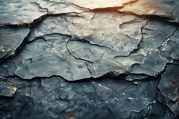 Close-up of sunlit cracked earth texture - obrazy, fototapety, plakaty